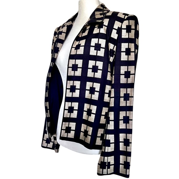 Vintage DONCASTER Exquisite Woven 100% Silk Medallion Navy Blazer Jacket… - Picture 2 of 10